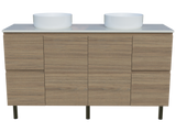 Nevada Vanity 1500mm Double White Gloss Above Counter Basins SilkSurface Top On Legs (NEV-V-1500-D-SSA-L)