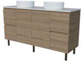 Nevada Vanity 1500mm Double White Gloss Above Counter Basins SilkSurface Top On Legs (NEV-V-1500-D-SSA-L)