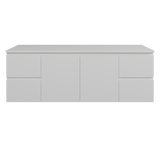 Nevada Vanity 1500mm Double White Gloss Above Counter Basins SilkSurface Top Wall hung (NEV-V-1500-D-SSA-W)