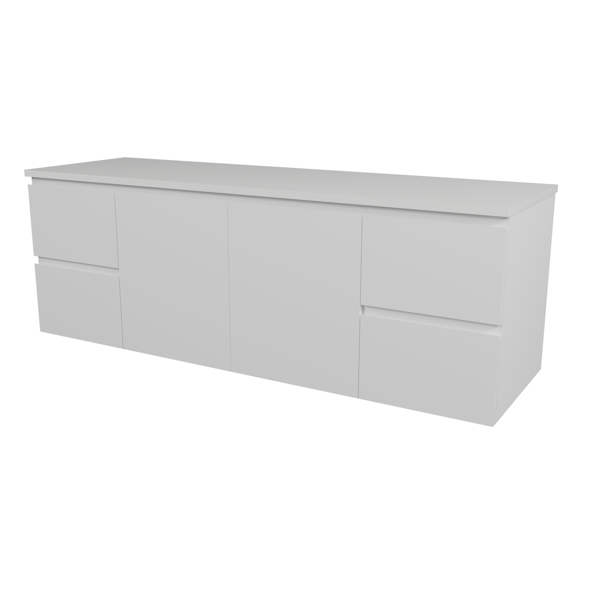 Nevada Vanity 1500mm Double White Gloss Above Counter Basins SilkSurface Top Wall hung (NEV-V-1500-D-SSA-W)