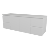 Nevada Vanity 1500mm Double White Gloss Above Counter Basins SilkSurface Top Wall hung (NEV-V-1500-D-SSA-W)