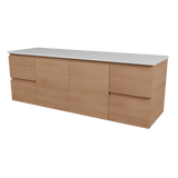 Nevada Vanity 1500mm Double White Gloss Above Counter Basins SilkSurface Top Wall hung (NEV-V-1500-D-SSA-W)