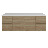 Nevada Vanity 1500mm Double White Gloss Above Counter Basins SilkSurface Top Wall hung (NEV-V-1500-D-SSA-W)