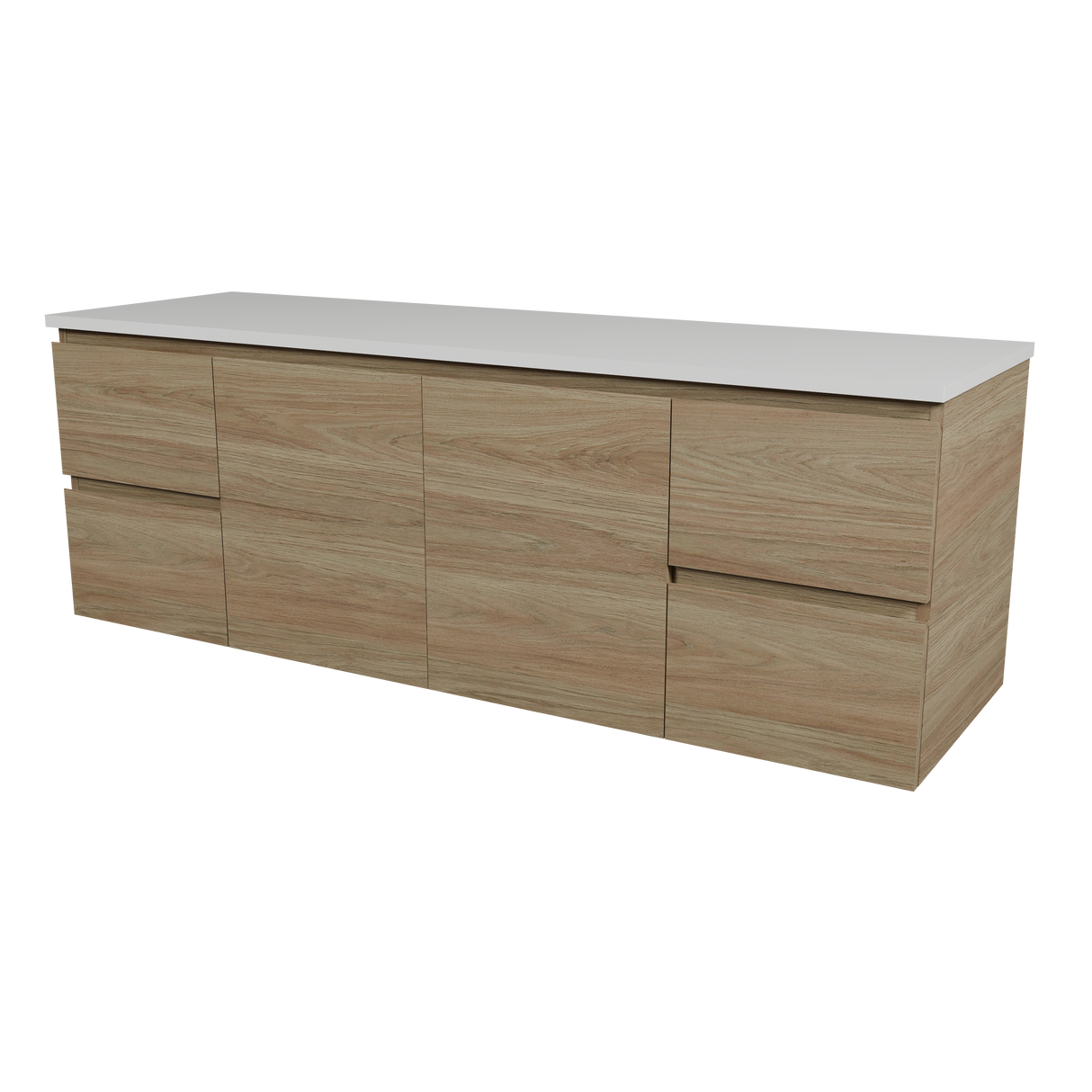 Nevada Vanity 1500mm Double White Gloss Above Counter Basins SilkSurface Top Wall hung (NEV-V-1500-D-SSA-W)