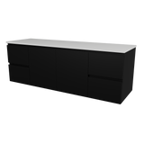 Nevada Vanity 1500mm Double White Gloss Above Counter Basins SilkSurface Top Wall hung (NEV-V-1500-D-SSA-W)