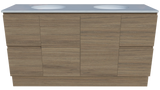 Nevada Vanity 1500mm Double White Gloss Under Counter Basins SilkSurface Top Floor standing (NEV-V-1500-D-SSU-F)