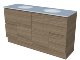 Nevada Vanity 1500mm Double White Gloss Under Counter Basins SilkSurface Top Floor standing (NEV-V-1500-D-SSU-F)