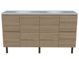 Nevada Vanity 1500mm Double White Gloss Under Counter Basins SilkSurface Top On Legs (NEV-V-1500-D-SSU-L)