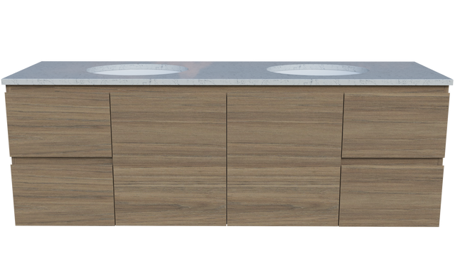 Nevada Vanity 1500mm Double White Gloss Under Counter Basins SilkSurface Top Wall hung (NEV-V-1500-D-SSU-W)