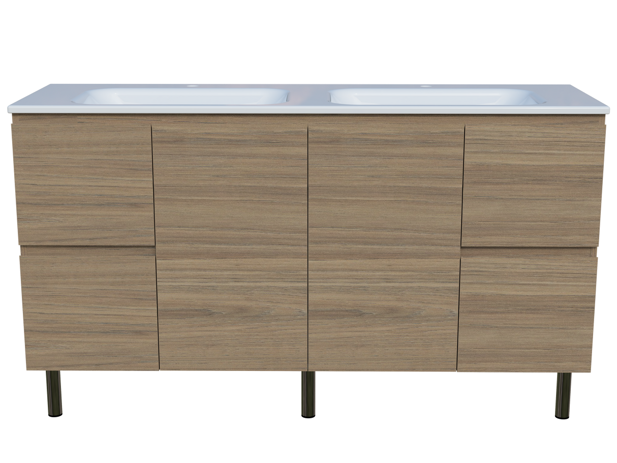 Nevada Vanity 1500mm Double Bowl Stadium Top On Legs (NEV-V-1500-D-STD-L)