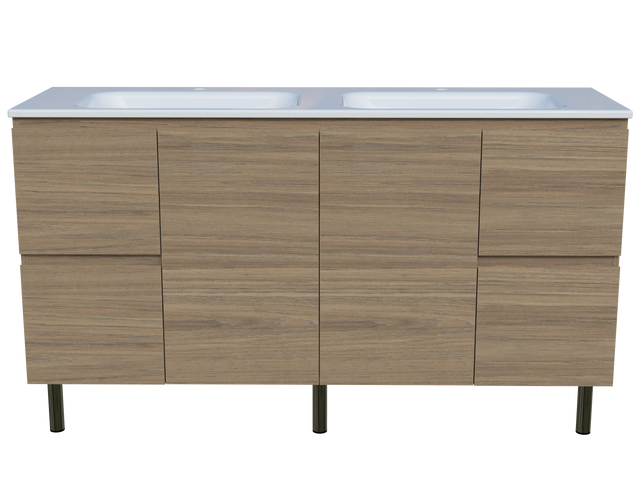 Nevada Vanity 1500mm Double Bowl Stadium Top On Legs (NEV-V-1500-D-STD-L)