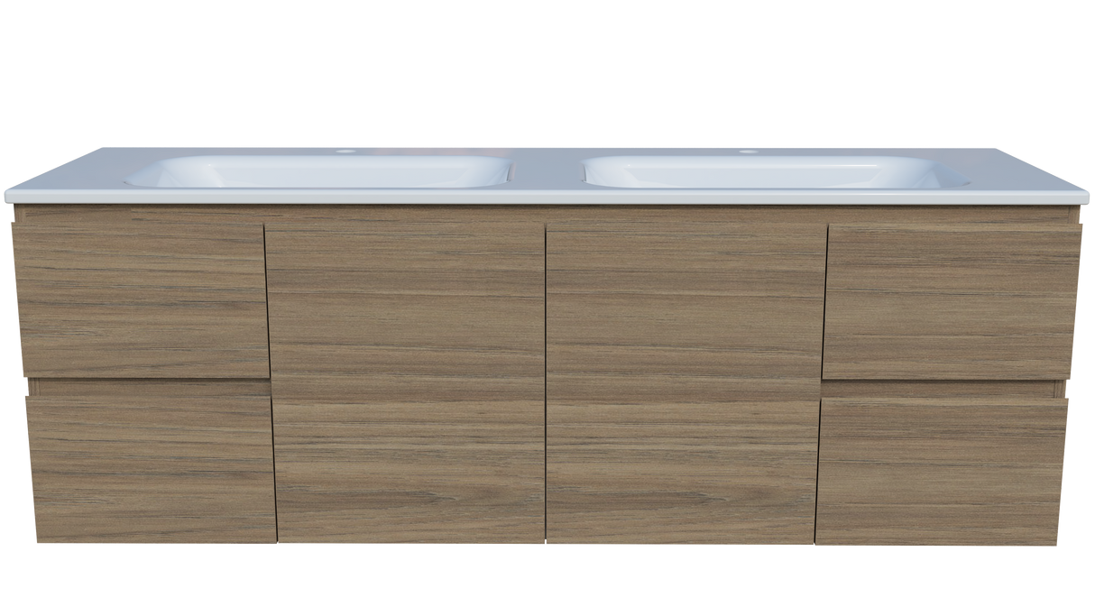 Nevada Vanity 1500mm Double Bowl Stadium Top Wall hung (NEV-V-1500-D-STD-W)
