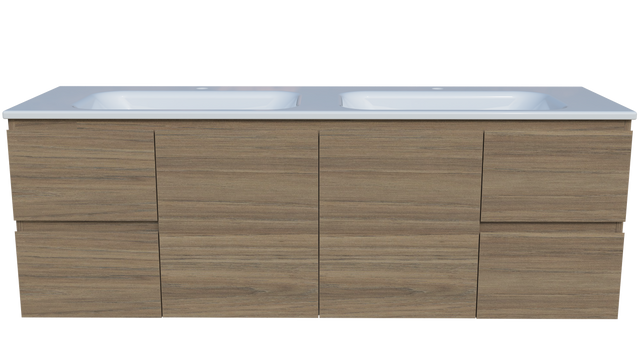Nevada Vanity 1500mm Double Bowl Stadium Top Wall hung (NEV-V-1500-D-STD-W)