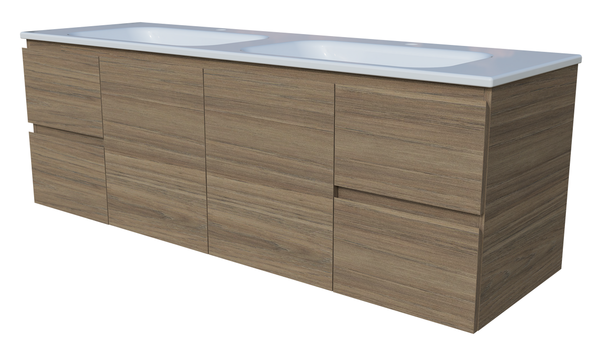 Nevada Vanity 1500mm Double Bowl Stadium Top Wall hung (NEV-V-1500-D-STD-W)