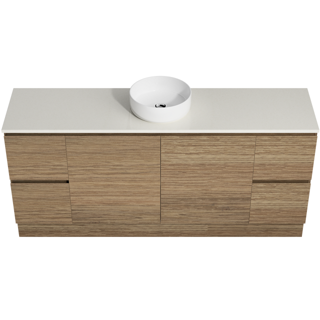 Nevada Vanity 1800mm Centre White Gloss Above Counter Basin SilkSurface Top Floor standing (NEV-V-1800-C-SSA-F)