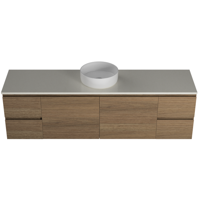 Nevada Vanity 1800mm Centre White Gloss Above Counter Basin SilkSurface Top Wall hung (NEV-V-1800-C-SSA-W)