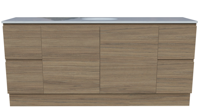 Nevada Vanity 1800mm Centre White Gloss Under Counter Basin SilkSurface Top Floor standing (NEV-V-1800-C-SSU-F)