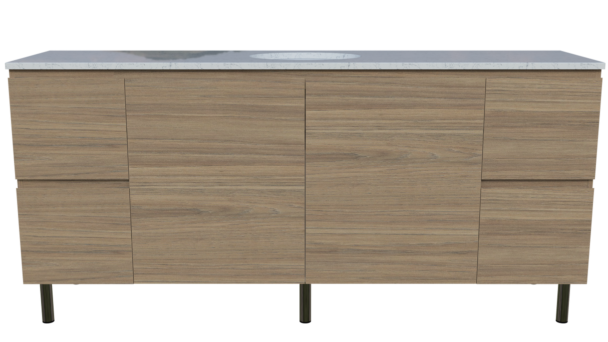 Nevada Vanity 1800mm Centre White Gloss Under Counter Basin SilkSurface Top On Legs (NEV-V-1800-C-SSU-L)