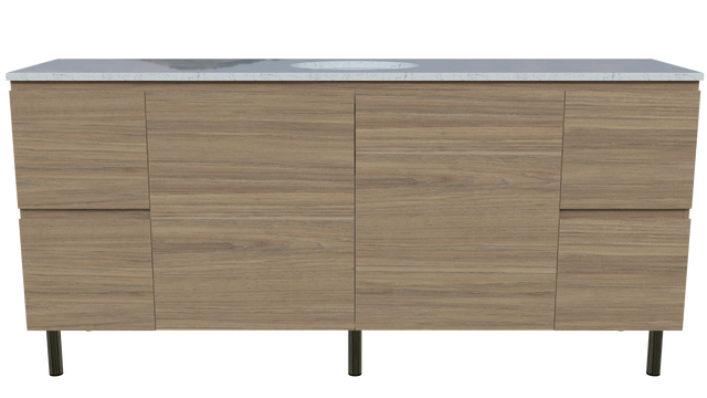 Nevada Vanity 1800mm Centre White Gloss Under Counter Basin SilkSurface Top On Legs (NEV-V-1800-C-SSU-L)