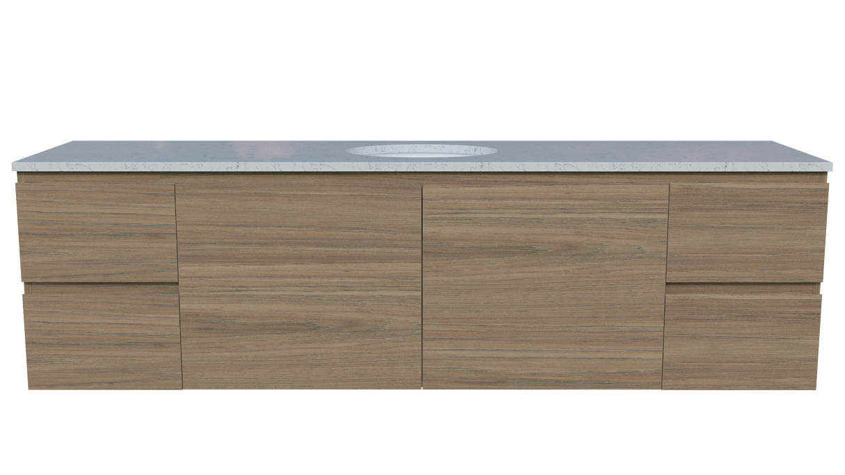 Nevada Vanity 1800mm Centre White Gloss Under Counter Basin SilkSurface Top Wall hung (NEV-V-1800-C-SSU-W)