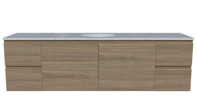 Nevada Vanity 1800mm Centre White Gloss Under Counter Basin SilkSurface Top Wall hung (NEV-V-1800-C-SSU-W)