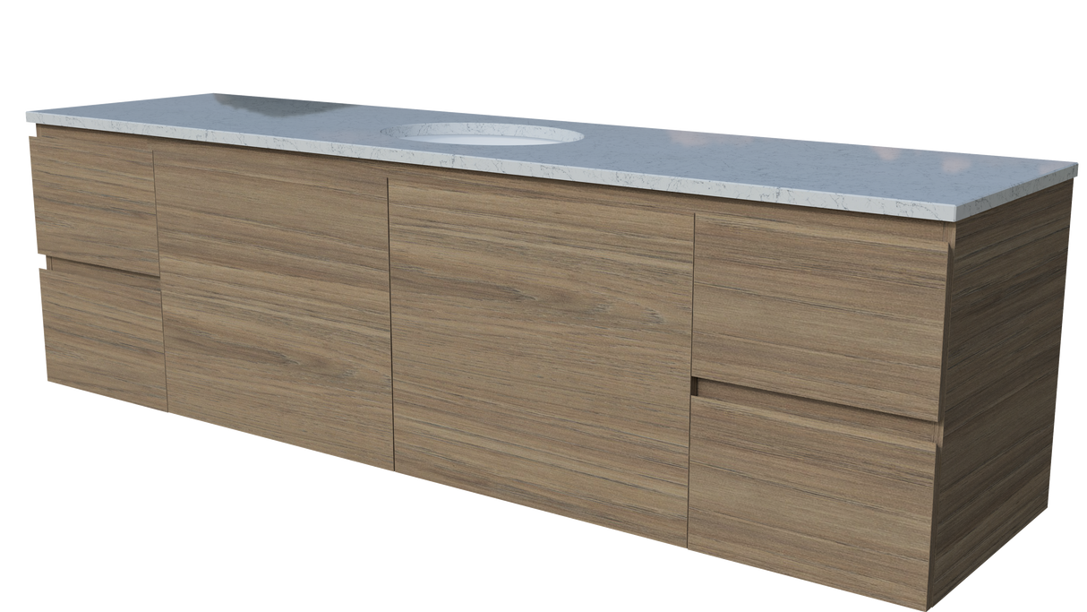 Nevada Vanity 1800mm Centre White Gloss Under Counter Basin SilkSurface Top Wall hung (NEV-V-1800-C-SSU-W)