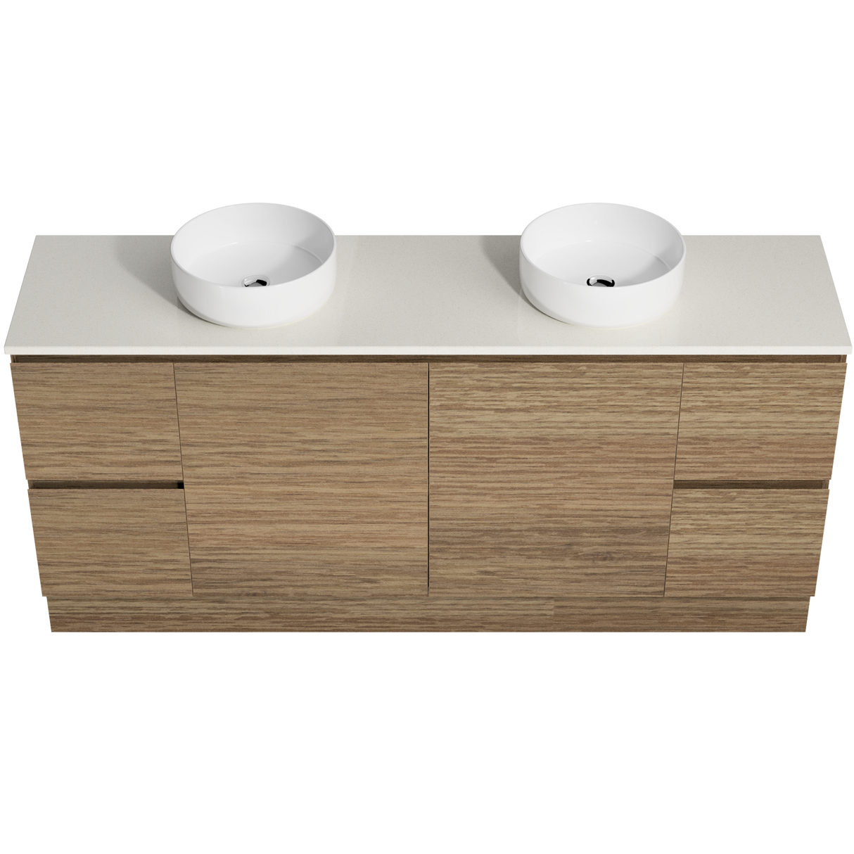 Nevada Vanity 1800mm Double White Gloss Above Counter Basins SilkSurface Top Floor standing (NEV-V-1800-D-SSA-F)