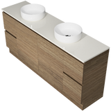 Nevada Vanity 1800mm Double White Gloss Above Counter Basins SilkSurface Top Floor standing (NEV-V-1800-D-SSA-F)