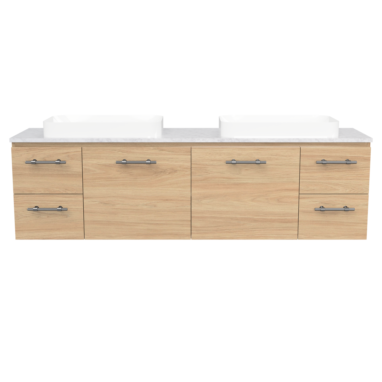 Nevada Vanity 1800mm Double White Gloss Above Counter Basins SilkSurface Top Wall hung (NEV-V-1800-D-SSA-W)