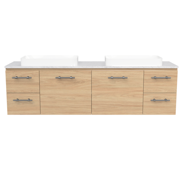 Nevada Vanity 1800mm Double White Gloss Above Counter Basins SilkSurface Top Wall hung (NEV-V-1800-D-SSA-W)
