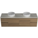 Nevada Vanity 1800mm Double White Gloss Above Counter Basins SilkSurface Top Wall hung (NEV-V-1800-D-SSA-W)