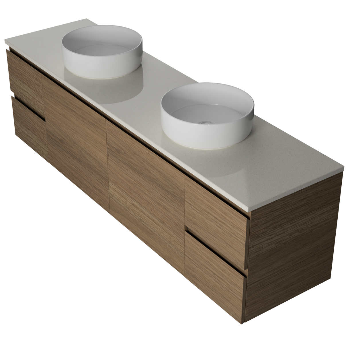 Nevada Vanity 1800mm Double White Gloss Above Counter Basins SilkSurface Top Wall hung (NEV-V-1800-D-SSA-W)