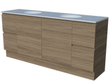 Nevada Vanity 1800mm Double White Gloss Under Counter Basins SilkSurface Top Floor standing (NEV-V-1800-D-SSU-F)