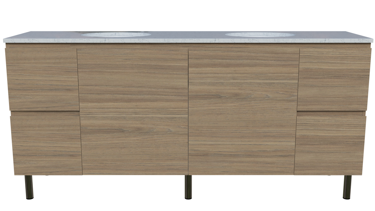 Nevada Vanity 1800mm Double White Gloss Under Counter Basins SilkSurface Top On Legs (NEV-V-1800-D-SSU-L)