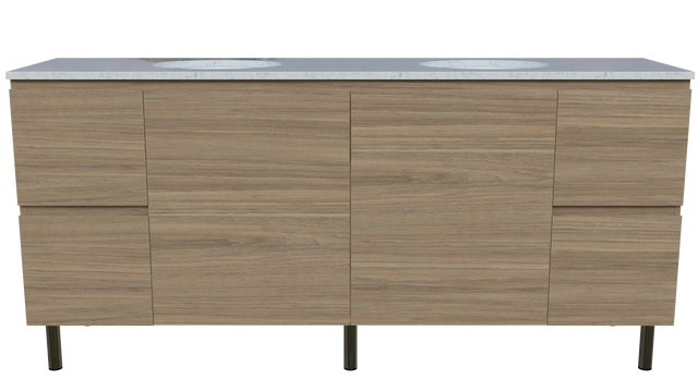 Nevada Vanity 1800mm Double White Gloss Under Counter Basins SilkSurface Top On Legs (NEV-V-1800-D-SSU-L)