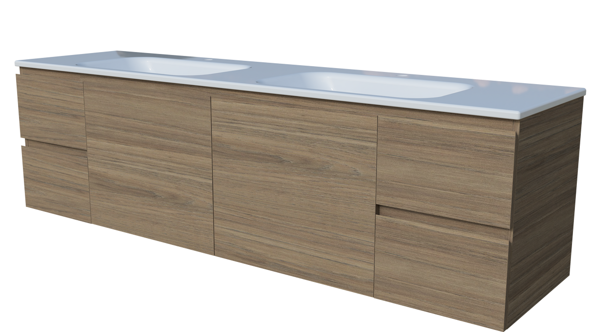 Nevada Vanity 1800mm Double Bowl Stadium Top Wall hung (NEV-V-1800-D-STD-W)