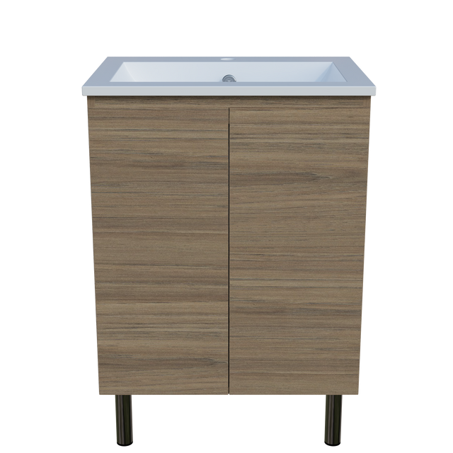 Nevada Vanity 600mm Centre Bowl Alpha Top On Legs (NEV-V-600-C-APH-L)