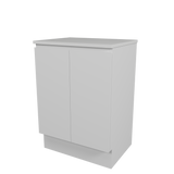 Nevada Vanity 600mm Centre White Gloss Above Counter Basin SilkSurface Top Floor standing (NEV-V-600-C-SSA-F)