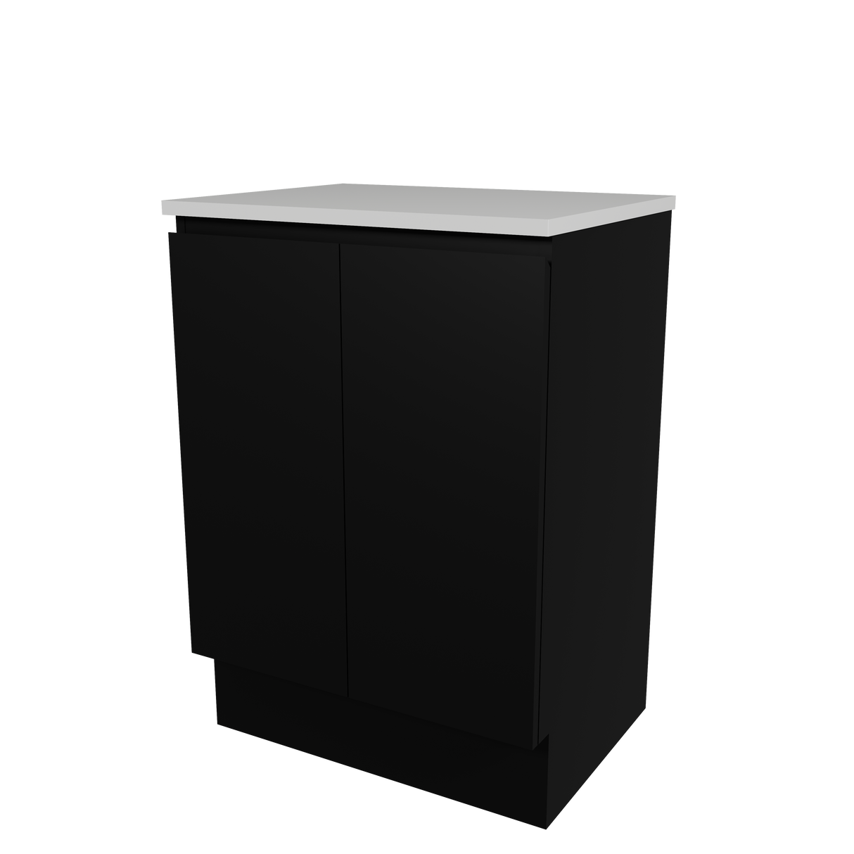 Nevada Vanity 600mm Centre White Gloss Above Counter Basin SilkSurface Top Floor standing (NEV-V-600-C-SSA-F)