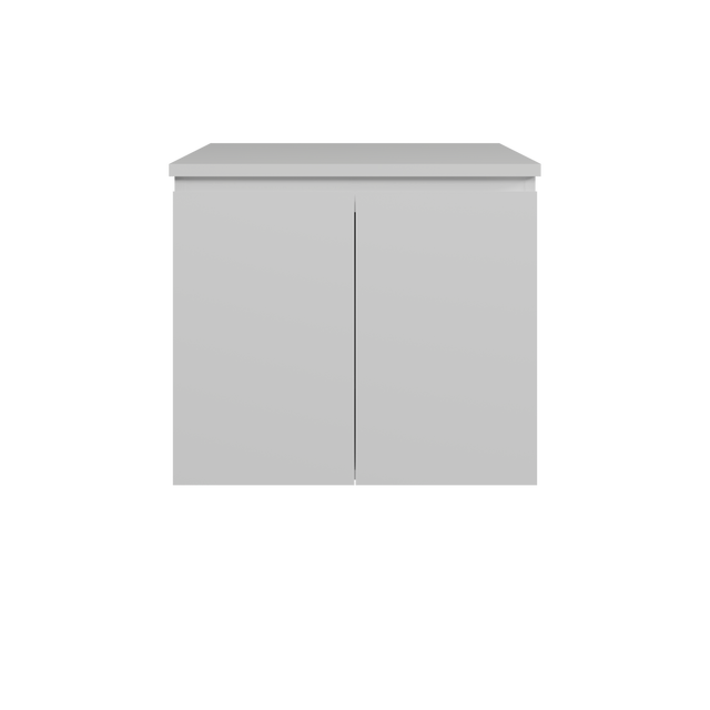 Nevada Vanity 600mm Centre White Gloss Above Counter Basin SilkSurface Top Wall hung (NEV-V-600-C-SSA-W)