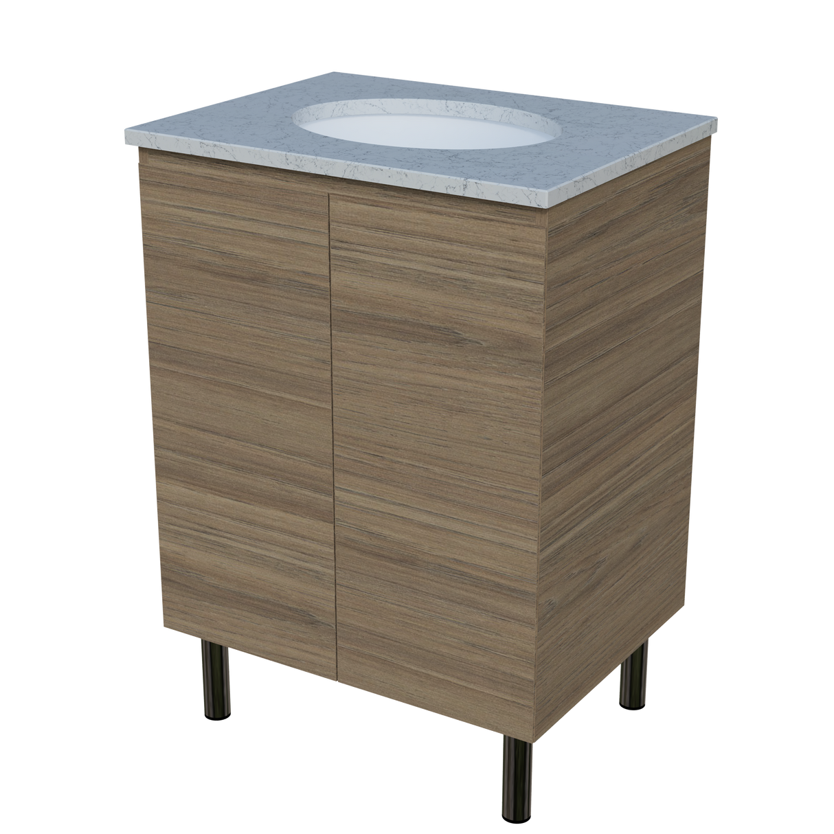 Nevada Vanity 600mm Centre White Gloss Under Counter Basin SilkSurface Top On Legs (NEV-V-600-C-SSU-L)