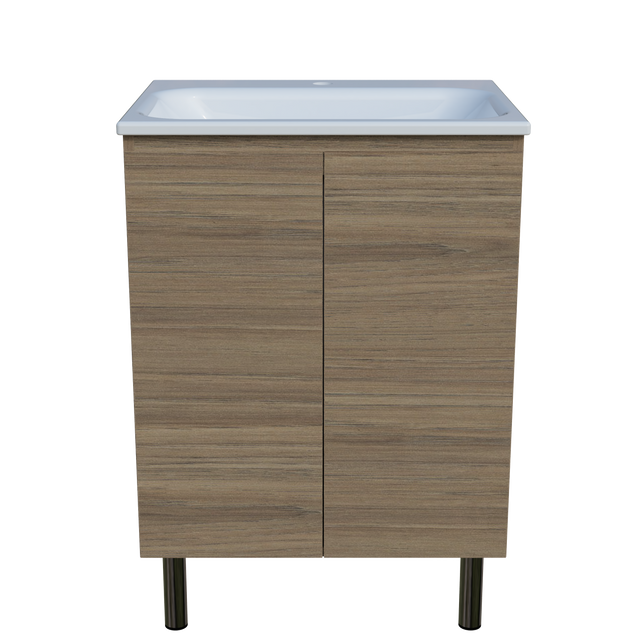 Nevada Vanity 600mm Centre Bowl Stadium Top On Legs (NEV-V-600-C-STD-L)