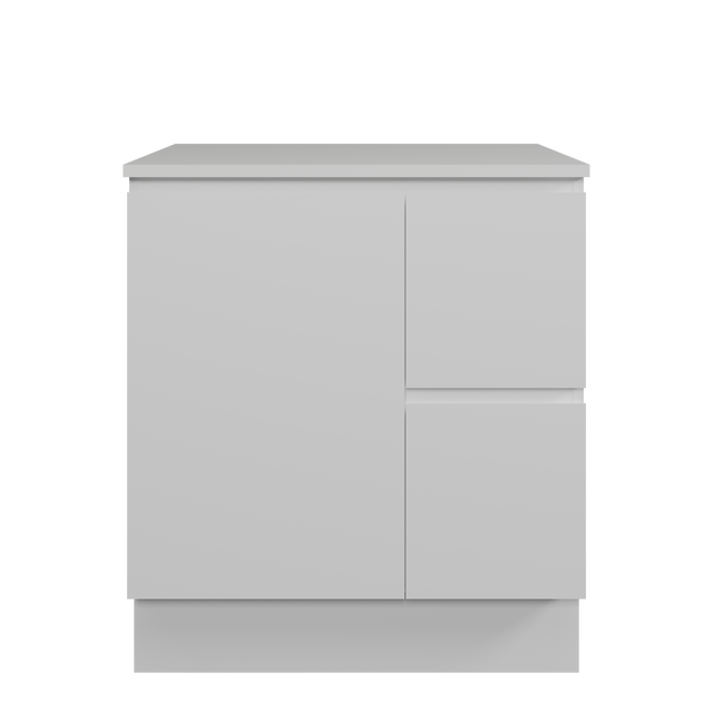 Nevada Vanity 750mm Centre White Gloss Above Counter Basin SilkSurface Top Floor standing (NEV-V-750-C-SSA-F)