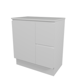 Nevada Vanity 750mm Centre White Gloss Above Counter Basin SilkSurface Top Floor standing (NEV-V-750-C-SSA-F)