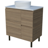 Nevada Vanity 750mm Centre White Gloss Above Counter Basin SilkSurface Top On Legs (NEV-V-750-C-SSA-L)