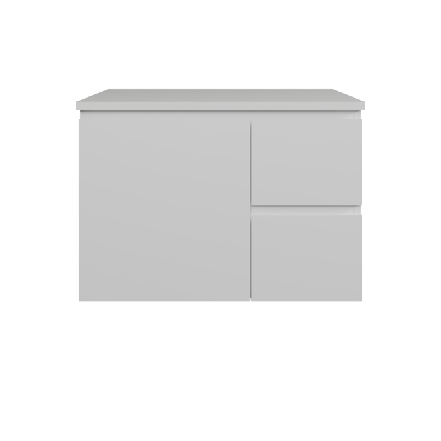 Nevada Vanity 750mm Centre White Gloss Above Counter Basin SilkSurface Top Wall hung (NEV-V-750-C-SSA-W)