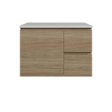 Nevada Vanity 750mm Centre White Gloss Above Counter Basin SilkSurface Top Wall hung (NEV-V-750-C-SSA-W)