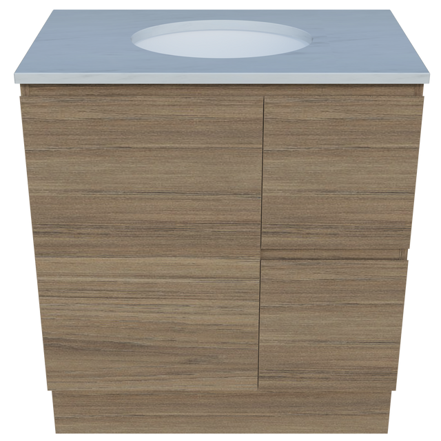 Nevada Vanity 750mm Centre White Gloss Under Counter Basin SilkSurface Top Floor standing (NEV-V-750-C-SSU-F)