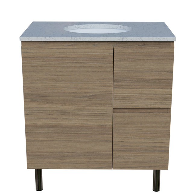Nevada Vanity 750mm Centre White Gloss Under Counter Basin SilkSurface Top On Legs (NEV-V-750-C-SSU-L)