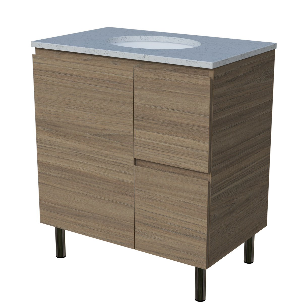 Nevada Vanity 750mm Centre White Gloss Under Counter Basin SilkSurface Top On Legs (NEV-V-750-C-SSU-L)